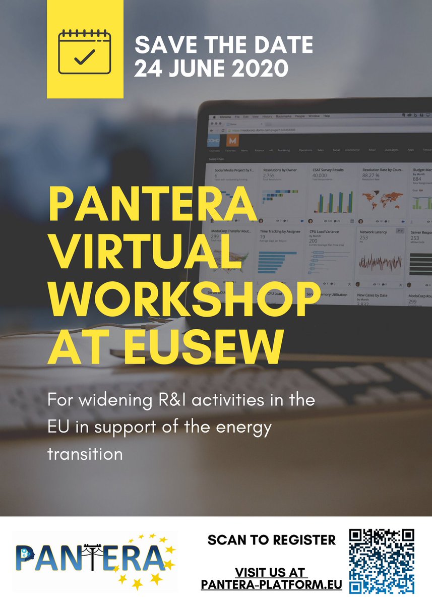PANTERA EIRIE Platform (@panteraplatform) on Twitter photo 🔔 Secure your place now for the first #PanEuropean #PANTERA Virtual Workshop, as part of <a href="/euenergyweek/">European Sustainable Energy Week</a> #EUSEW 2020 Energy Days!
📆24 June
Read more and register now ➡️bit.ly/30mOF3J
#H2020 #energyweek #energyday #climatechange #renewableenergy #sustainableenergy 🔔 Secure your place now for the first #PanEuropean #PANTERA Virtual Workshop, as part of <a href="/euenergyweek/">European Sustainable Energy Week</a> #EUSEW 2020 Energy Days!
📆24 June
Read more and register now ➡️bit.ly/30mOF3J
#H2020 #energyweek #energyday #climatechange #renewableenergy #sustainableenergy