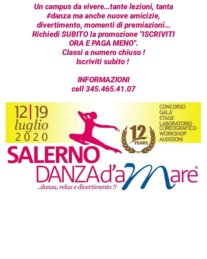 I GRANDI MAESTRI DELLA DANZA🔝.  Solo a  Salerno Danza D'aMare - 12^ edizione.  Follow us per conoscere tutti i maestri 💪👌🔜 #ladanzariparteinsicurezza Scrivi ORA su WhatsApp al numero 345/4654107 per bloccare il posto in sala. Classi a numero chiuso ! salernodanzadamare.it