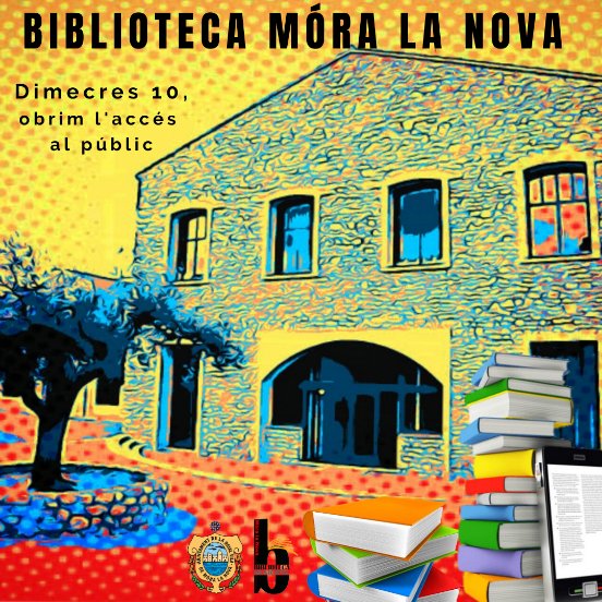 📚A partir del 10 de juny, els dilluns, els dimecres, i divendres de 17h a 20h els lectores i lectores de Móra la Nova ja podran gaudir a la nostra biblioteca de:

1️⃣ Accés als ordinadors🖥️
2️⃣Sala d'estudi, sense accés directe al fons bibliogràfic📝
3️⃣Servei de préstec i retorn