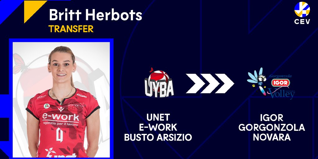 Transfer 💣 <a href="/brittherbots/">britt herbots</a> leaves <a href="/UYBAvolley/">UYBA Volley Busto Arsizio</a> 🇮🇹 after two seasons and a gold medal 🥇 in the #CEVCupW. She stays in Italy, next season the Belgian girl 🇧🇪 will be playing for <a href="/IGOR_Volley/">Igor Volley Novara</a> 🇮🇹.
#CEV #EuropeanVolleyball