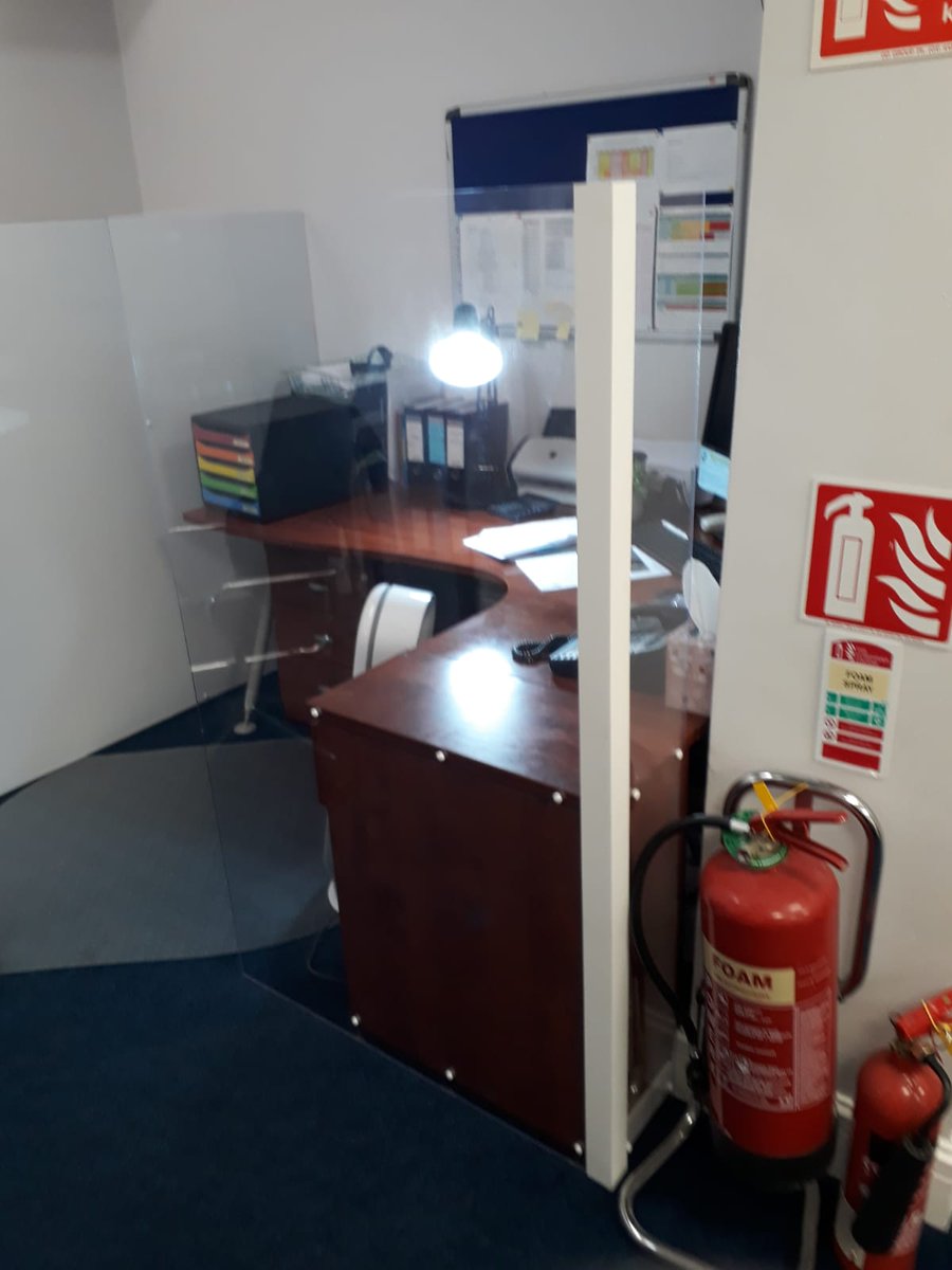 AppliedSigns's tweet image. Custom protective screening installed in client's workplaces in the past week. Contact us now for similar as perspex is a hot commodity right now and we are reserving it for our clients on a first-come-first-served basis 😉
