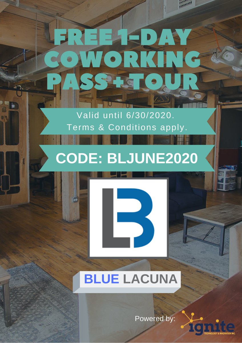 Ignitespaces's tweet photo. We are Back! Come visit the Blue Lacuna with our FREE 1-Day Coworking Pass + Tour at The Blue Lacuna. Book a Tour Now: https://t.co/P2Te3Hq3kI #freecoworking #ignitespaces #coworkingspace #entrepreneurship #bluelacuna #communityworkingspace https://t.co/qQZpzs4Z0c