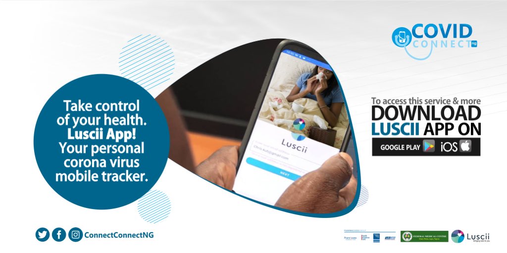 DrZobo's tweet image. I know how scary it is and how uncertain some of the symptoms of #COVID19 can be, however, I’ll introduce you to a digital service app launched by @fmceblagos, supported by @PharmAccessNIG, that can help you get screened from the comfort of your home.
 #CovidConnectNg #Luscii
