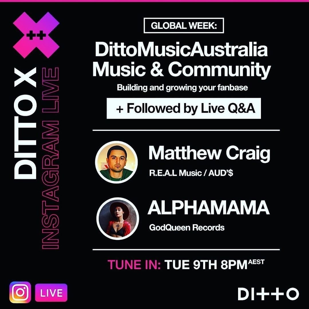 DittomusicAFR's tweet photo. Up next for #DittoXGlobalWeek is @dittomusicaustralia 🇦🇺➕➕ Ditto Music’s Australia/New Zealand Trade Marketing Manager, Rochelle Flack will be joined by @capo_rmf (from @realmusicfamily & @audollars) and @alphamama (from @godqueenrecords). https://t.co/Qjn6YntGYT