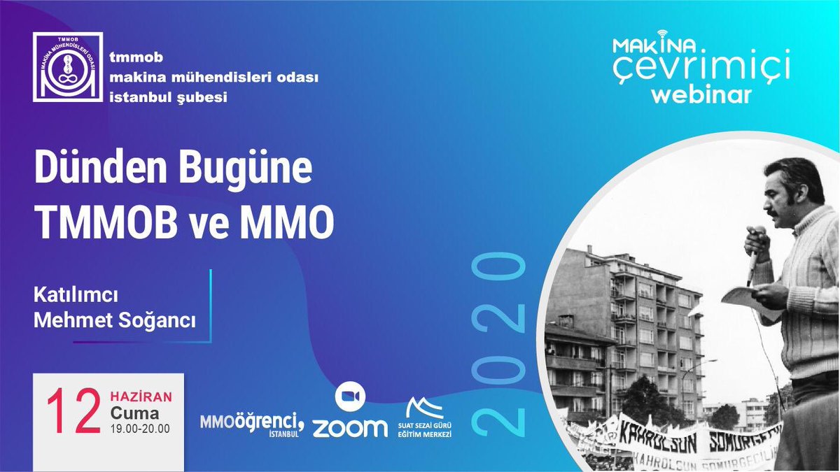 12 Haziran Cuma günü saat 19:00‘da Odamızın geçmişini, bugününü ve yarınını TMMOB yönetim kurulu başkanlığı yapmış olan Mehmet Soğancı ile konuşacağız. Keyifli sohbetimize herkesi bekleriz😊