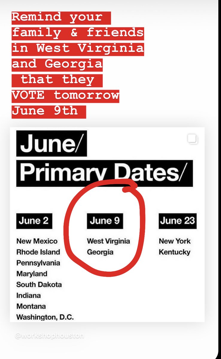 June 9th VOTE! Remind family members and friends in West Virginia and Georgia to vote tomorrow !!! #vote #blm #blacklivesmatter