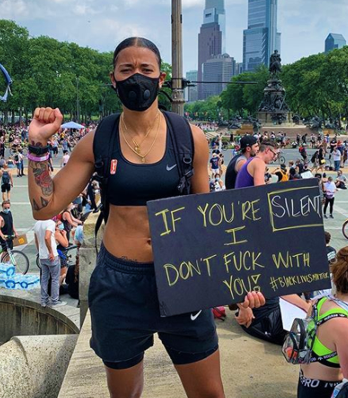 SBNation's tweet photo. .@T_Cloud4 is the first woman to sign a shoe deal with Converse
• They delayed the announcement so Cloud could focus on her response to George Floyd's death
• Converse donated $25K to a racial justice group in Philly
• They'll also release a short film about Cloud's advocacy https://t.co/wxXdoM7Ssd