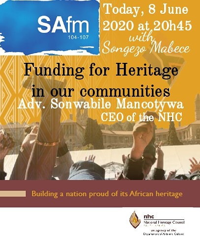 MancotywaSobs's tweet image. The call for funding of Heritage projects for 2020 is officially open. Tune in @safmradio tonight with @songezomabece and hear all about Funding for Heritage. #Heritagefunding #SAheritage #KnowYourHeritage