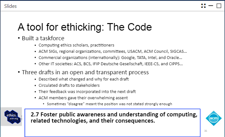 ACM_Ethics's tweet image. #ACMCodeofEthics #IReadTheCode