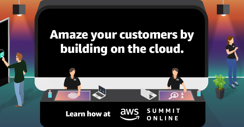 awscloud's tweet photo. Wondering how to get started with the cloud? Tune in to AWS Summit Online to learn, and explore 60+ services for free.