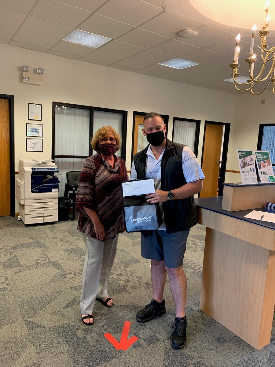 LandmarkNEPA's tweet photo. It’s Branch Lobby Reopening Day at Landmark! Congratulations to Michael Desena, our First Customer of the Day at our Airport branch! Michael received a gift to mark this exciting day. We are happy to see you again! #firstcustomeroftheday #LCBBANKAirport #landmarkstrong https://t.co/4HcJ72UGum