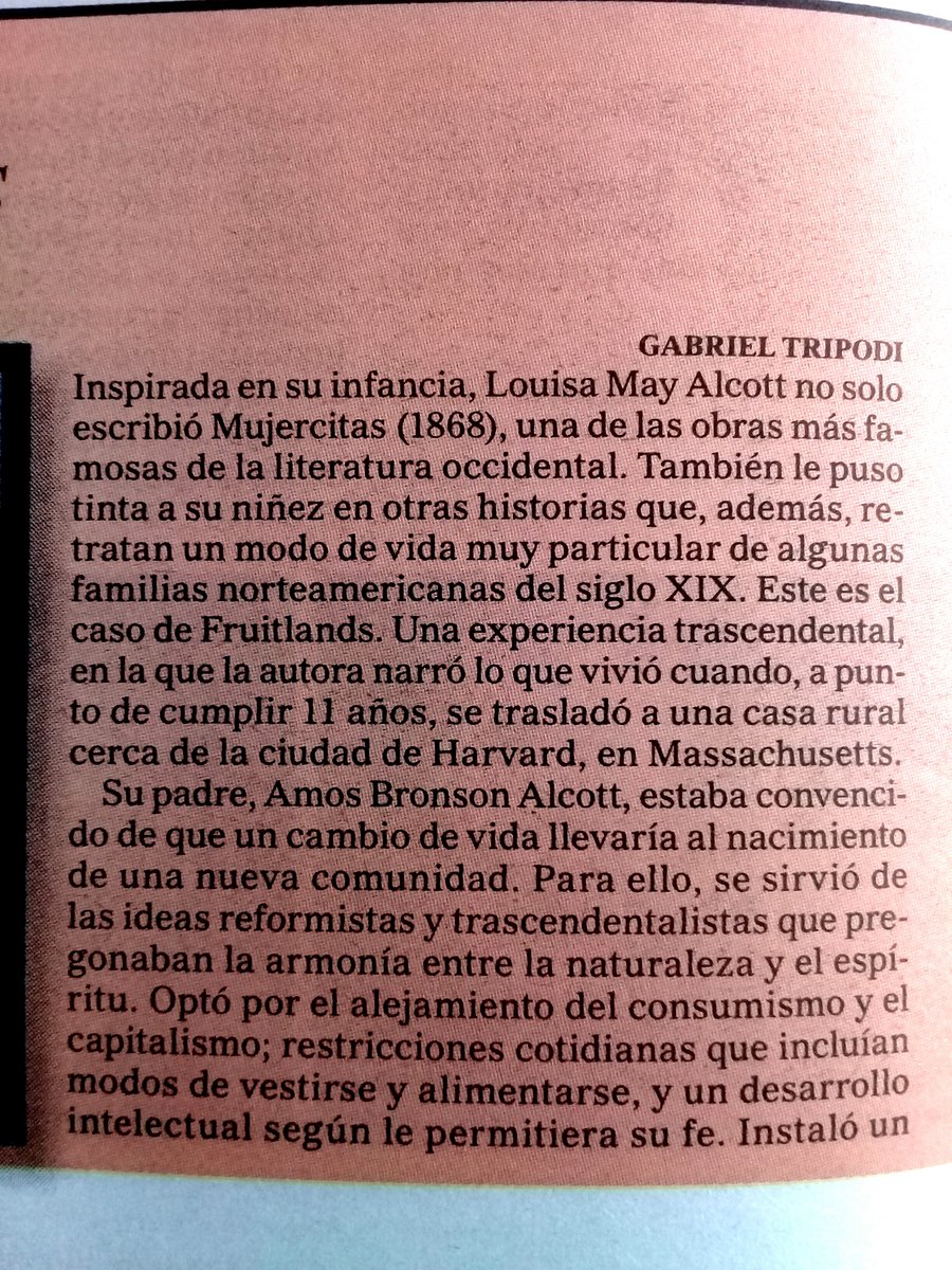 gabytripodi's tweet image. Va mi #crítica sobre #Fruitlands de #LouisaMayAlcott, que escribí para @perfilcultura @perfilcom 
🖋️📰📚 @EdImpedimenta 
#cultura #reseñas #autoras #mujercitas #literatura #libros #impedimenta #editoriales #editores #noticias #periodismo #critic #textos #prensa #utopías #artes