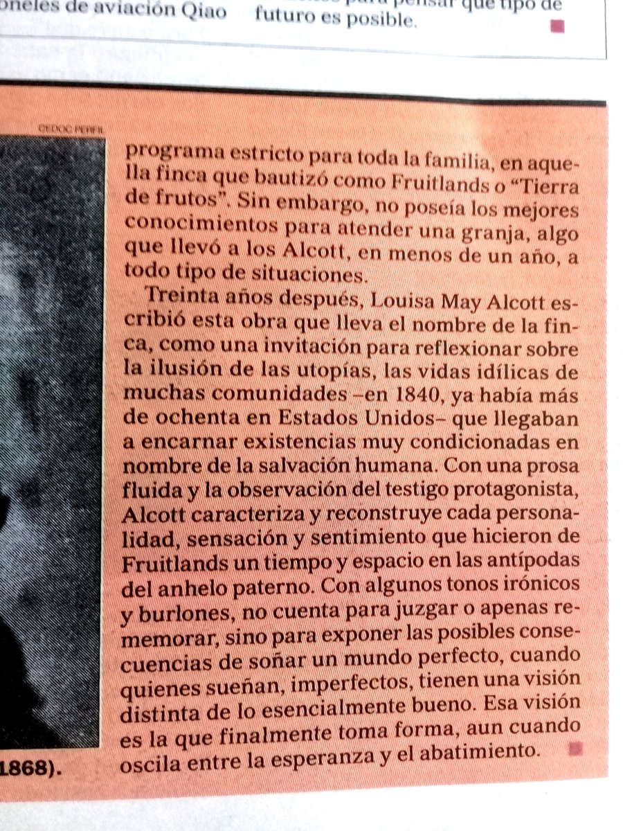 gabytripodi's tweet image. Va mi #crítica sobre #Fruitlands de #LouisaMayAlcott, que escribí para @perfilcultura @perfilcom 
🖋️📰📚 @EdImpedimenta 
#cultura #reseñas #autoras #mujercitas #literatura #libros #impedimenta #editoriales #editores #noticias #periodismo #critic #textos #prensa #utopías #artes