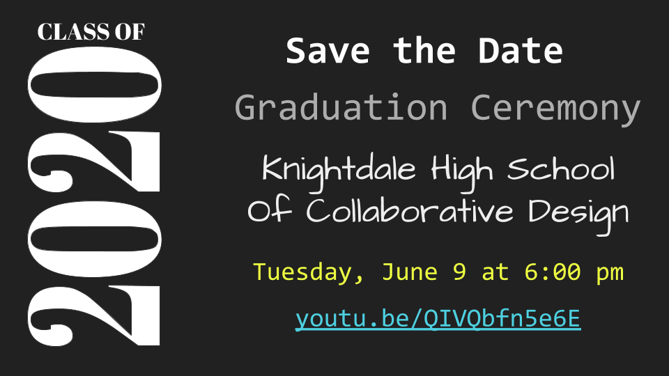KnightdaleHS's tweet photo. View our Virtual Graduation ceremony at https://t.co/23OKj1DqAh on Tuesday, June 9 at 6pm - Congratulations to all of our graduates and best wishes for your next adventure! - #khsallin @KHSCDPrincipal @KHSCD_PTSA @SPORTSatKHS https://t.co/ZiHmWlugEl