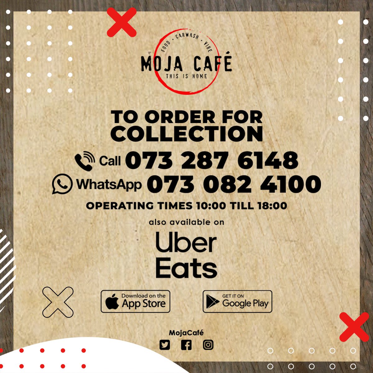 MojaCafe's tweet image. Call, order then collect #MojaCafe #FromOurHomeToYours 🍽