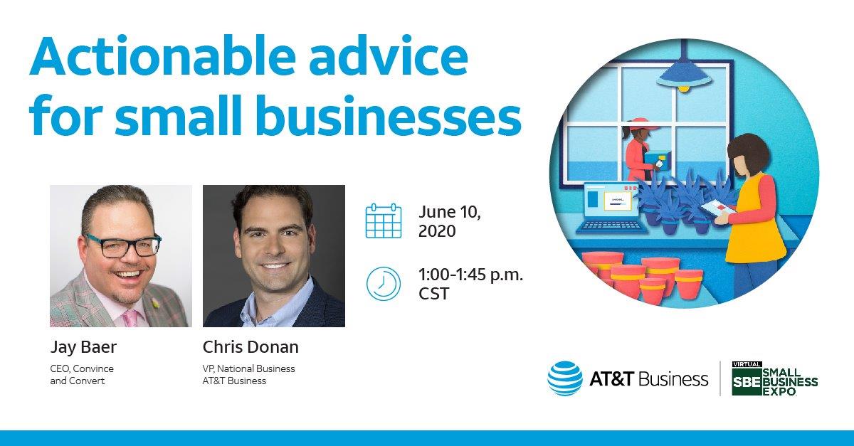 Join <a href="/jaybaer/">Jay Baer</a> &amp; <a href="/ChrisDonan/">Chris Donan</a> from <a href="/ATTBusiness/">AT&T Business</a> as they talk actionable advice for Small Businesses. #ATTEmployee #SmallBusiness #SMB #smallbizexpo