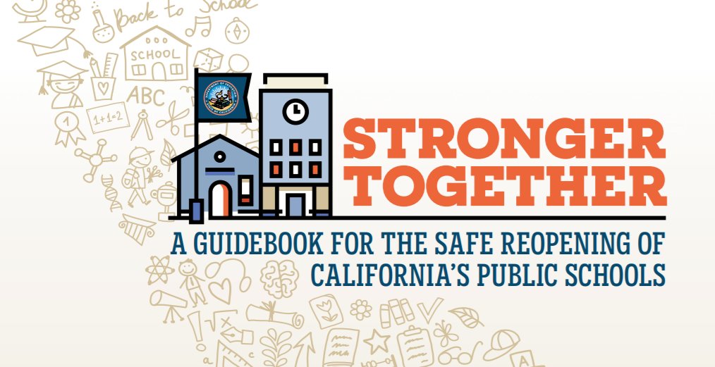 .<a href="/CADeptEd/">CA Department of Education</a> released a new guidance document for reopening schools. <a href="/SanDiegoCOE/">San Diego County Office of Education</a> will carefully review the information and consult with <a href="/SDCountyHHSA/">SD HHSA</a>. 
🔗Stronger Together: A Guidebook for the Safe Reopening of California’s Public Schools cde.ca.gov/ls/he/hn/docum…
#COVID19 #staysafe