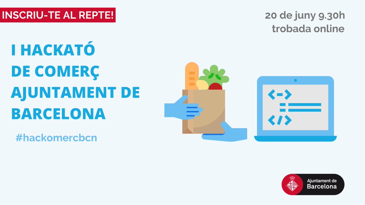 ODI_Barcelona's tweet photo. No t’ho perdis, últims dies d’inscripció per a la #hackomercbcn! Participa i fes ús de les #dadesobertes per potenciar el comerç local a la ciutatI Inscripcions a l’enllaç! Més info 👉https://t.co/WoyxAV8X0z https://t.co/5ix1QVEQ9V