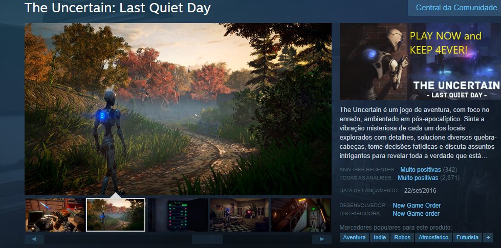 Jogo The Uncertain: Last Quiet Day está de graça na Steam até dia 09