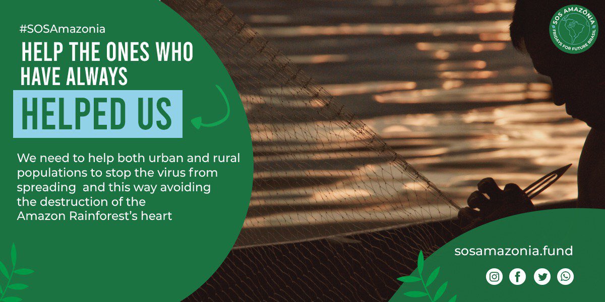 The traditional people of the amazon are having their lives taken and their culture erased due to the pandemic. With any amount you help us avoiding the perpetuation of it. 
sosamazonia.fund

#SOSAmazonia
#SalvemAAmazonia