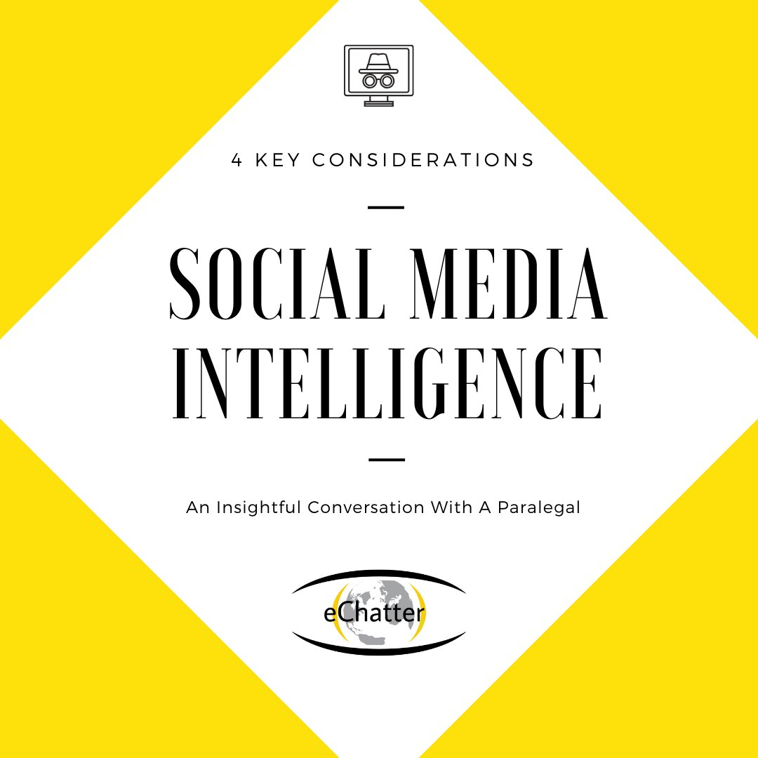 echatterchecks's tweet photo. I recently had an insightful conversation with a Paralegal on using social media for deposition cases.
He shared with me... https://t.co/u9UvNFXgn8
#echatter #blog #OSINT #SOCMINT #paralegal #deposition #onlinesearch #legal #lawyer #attorney #litigation #legalservices https://t.co/wgoWP1YNGx