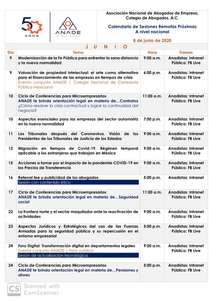 ANADEcolegio's tweet photo. Junio está lleno de excelentes eventos en línea.  Conoce nuestro calendario.

#ANADE #calendario #junio #abogadodeempresa #eventoenlinea https://t.co/LNlTukGTK6