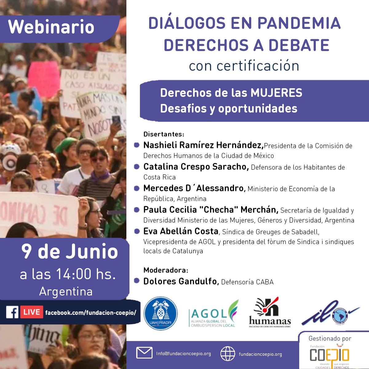 Demà participaré al webinar internacional “Derechos de las #mujeres. Desafios y oportunidades”  per explicar com estem vivint a nivell de #Catalunya la protecció dels drets de les #dones en el context de la #COVID19 #ddhh <a href="/ForumSDCat/">Fòrum de Síndics</a> <a href="/agol_oficial/">Alianza Global del Ombudsperson Local</a>