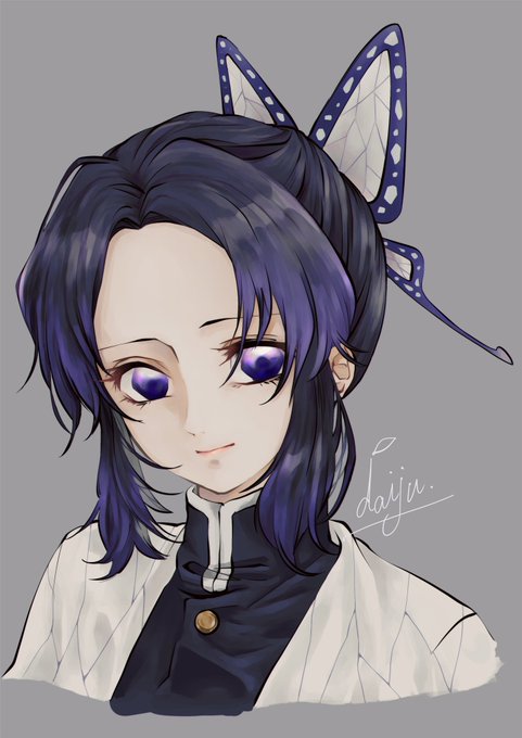 ⚡︎橙樹さんがTwitterに投稿した胡蝶しのぶ(鬼滅の刃)のイラスト。