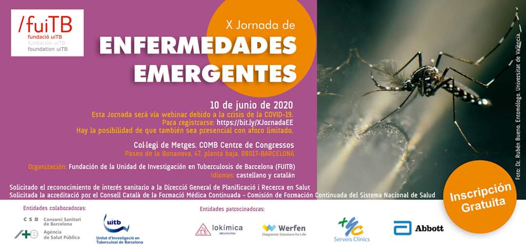X Jornada Enfermedades Emergentes vía webinar el próximo 10 de junio:  

⌛️9.00 a 15.00 horas

ℹ️Toda información del programa e inscripción gratuita directamente a través de este enlace: bit.ly/2MLewKF
<a href="/TB_UITB/">UITB</a>