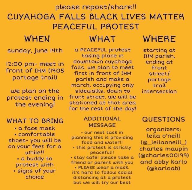 cf_rubino's tweet photo. A former student of mine (now at CFHS) is an organizer of this march. If you can’t attend, find another way to help. Post their flier or donate supplies. I am just so proud of these awesome Cuyahoga Falls kids.
#blacktigerpride 💛🖤💛 
#thefutureisbrightinthefalls 🖤💛🖤 https://t.co/QWVOluudNg