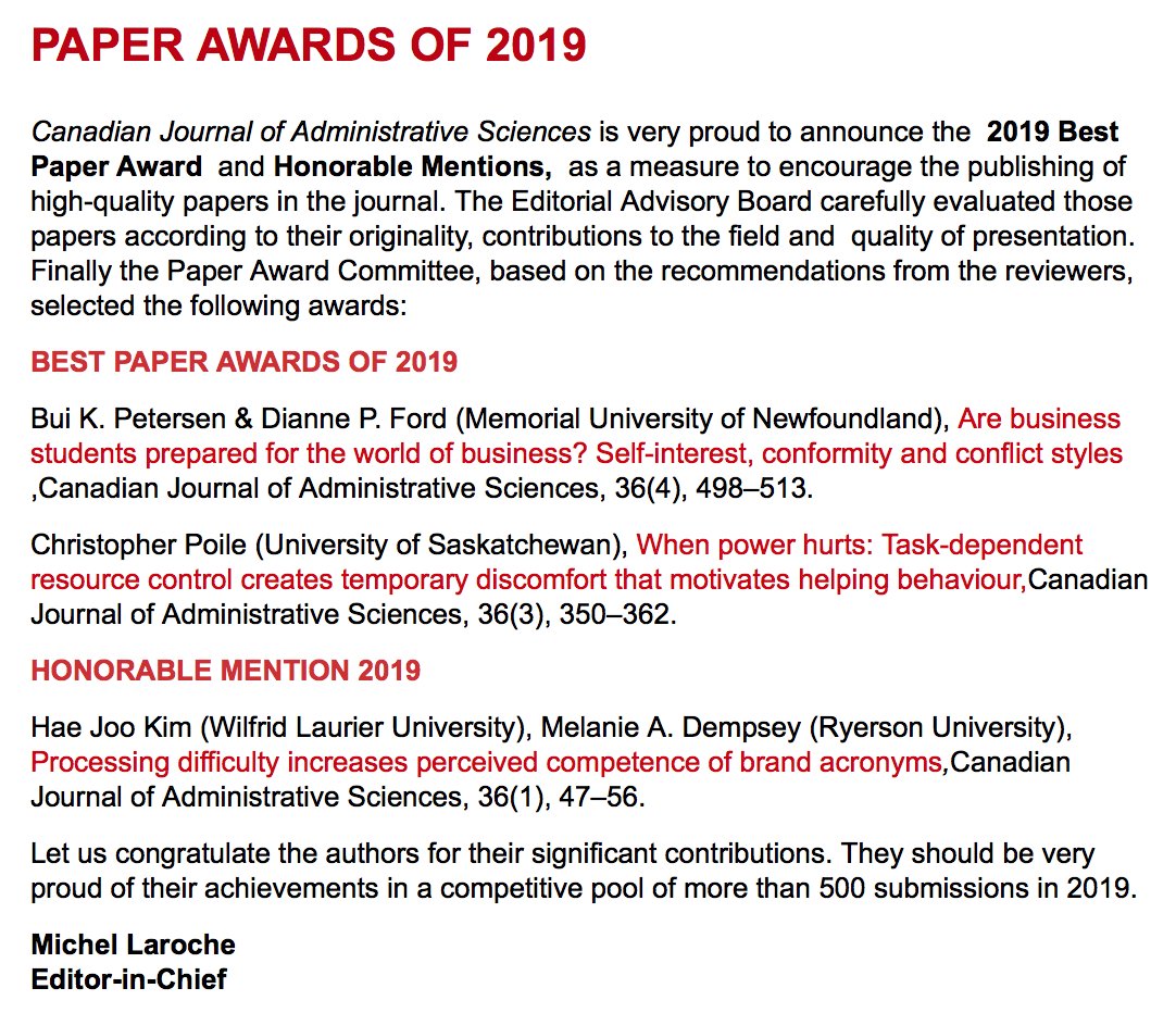 canjadmsci's tweet photo. @CJAS Announcement: Winners of the 2019 Best Paper Award😀👏👍
The Editorial Board of the journal viewed these articles as making a valuable contribution to their respective fields. https://t.co/DH2574cybs