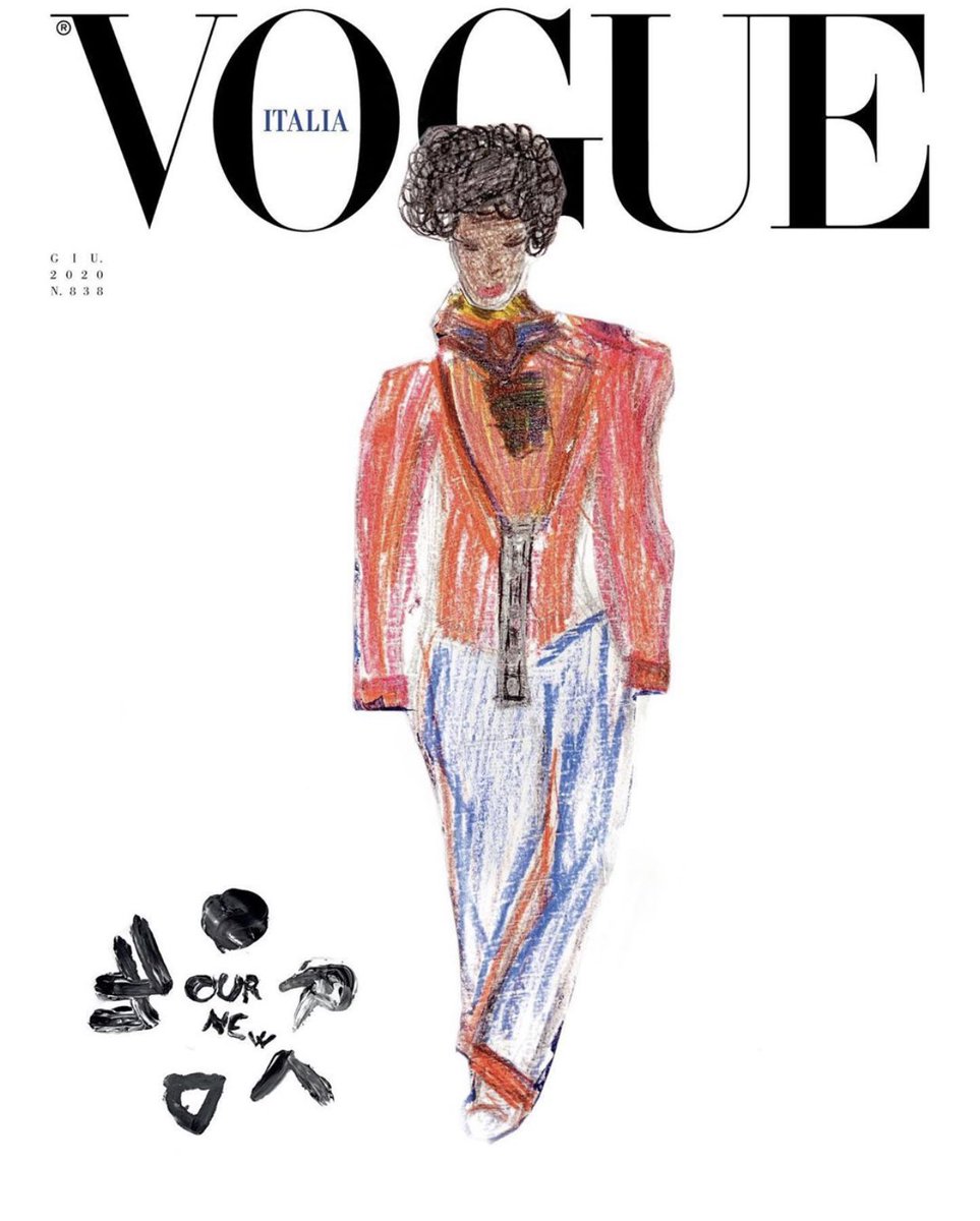 IAMFASHlON's tweet photo. Vogue Italia had a group of kids aged from 2-10 years old draw the June covers. https://t.co/Y6FTcNzhi3