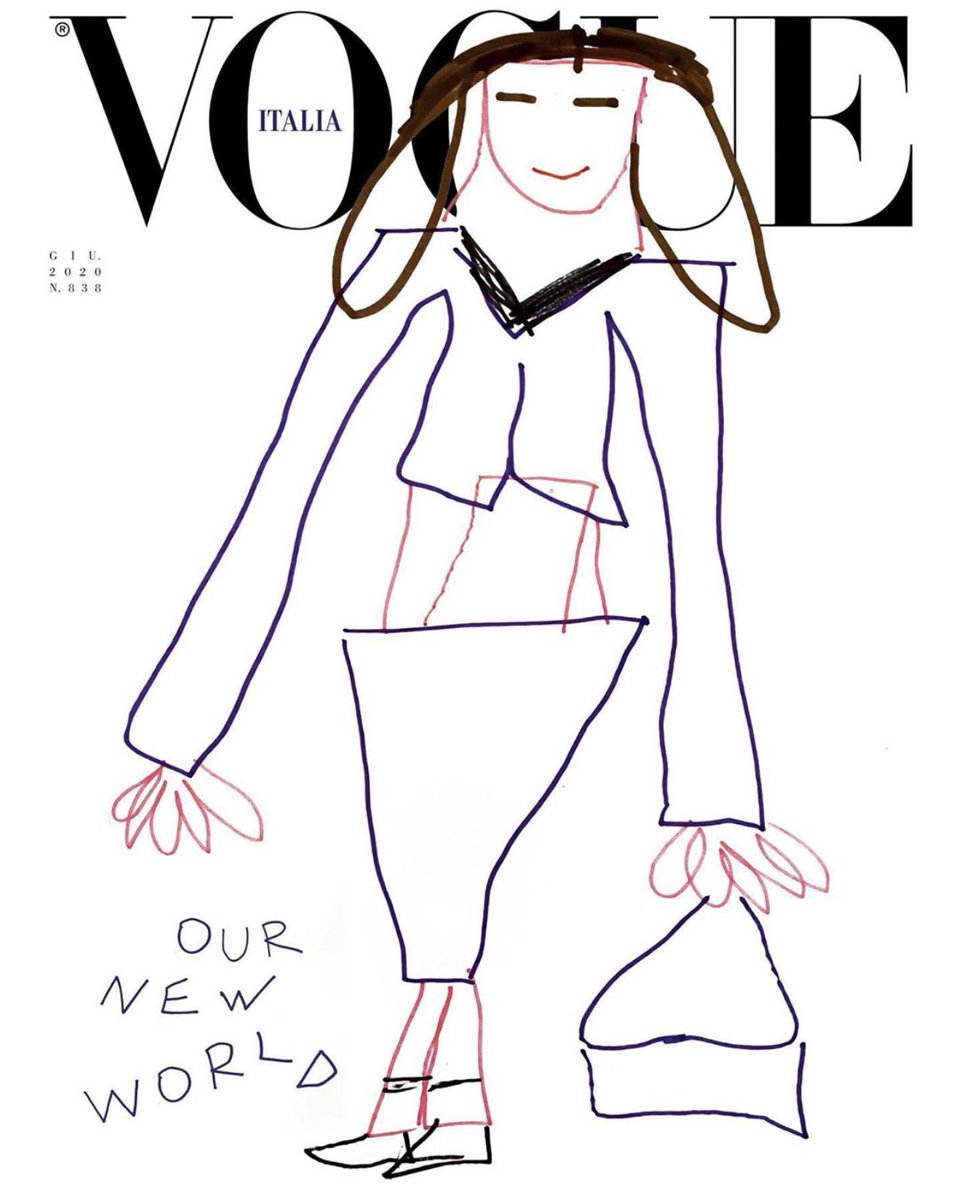 IAMFASHlON's tweet photo. Vogue Italia had a group of kids aged from 2-10 years old draw the June covers. https://t.co/Y6FTcNzhi3