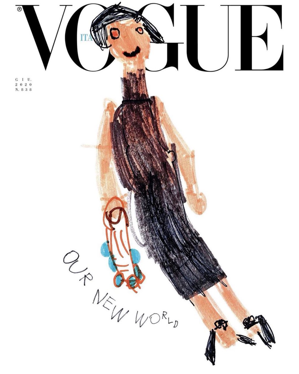 IAMFASHlON's tweet photo. Vogue Italia had a group of kids aged from 2-10 years old draw the June covers. https://t.co/Y6FTcNzhi3