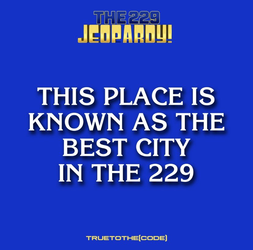 truetothecode's tweet image. 229 Jeopardy! Rep Your City📍
What is...?