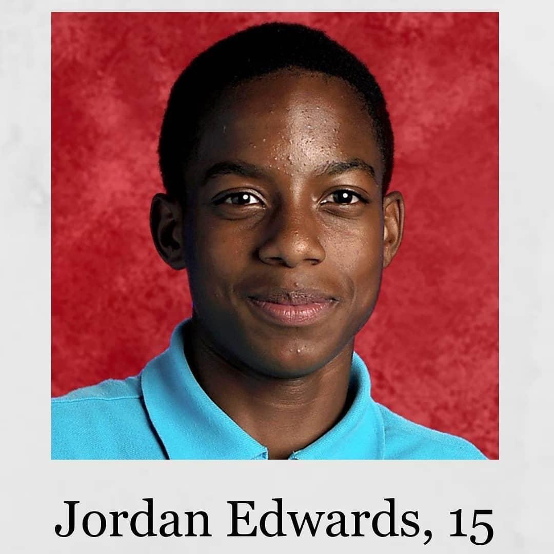 Jordan Edwards was shot and killed by a police officer in the passenger seat of a car while leaving a party. The car was driving AWAY from the cops and the officer fired inside the car under the grounds that the car had backed up towards him "in an aggressive manner."