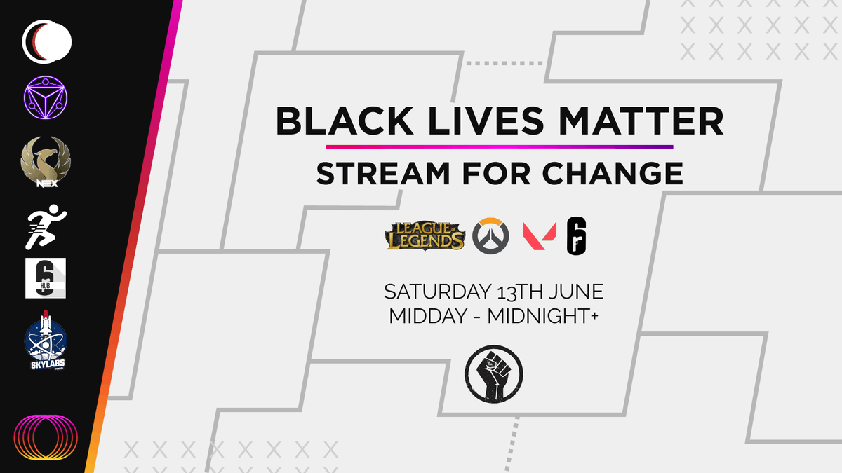 SLSkyLabs's tweet photo. Skylabs will be joining the BlackLivesMatter - Stream For Change, in support of the BLM movement. 

Proceeds will go directly to the @NAACP and Campaign Zero Charities.

Stay tuned to @EclYpseEsports daily for more info.

#BlackLivesMatter https://t.co/0MNKAcGFzO