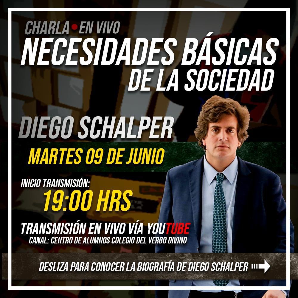caacvd's tweet photo. 🗣 Charla sobre las necesidades básicas de la sociedad🗣         Mañana martes 9 de Junio  tenemos de invitado al diputado Diego Schalper. Es doctor en derecho, abogado y político chileno, militante de Renovación Nacional.
Será vía YouTube Live por el canal Centro de Alumnos CVD. https://t.co/xprVZ1Vbhi