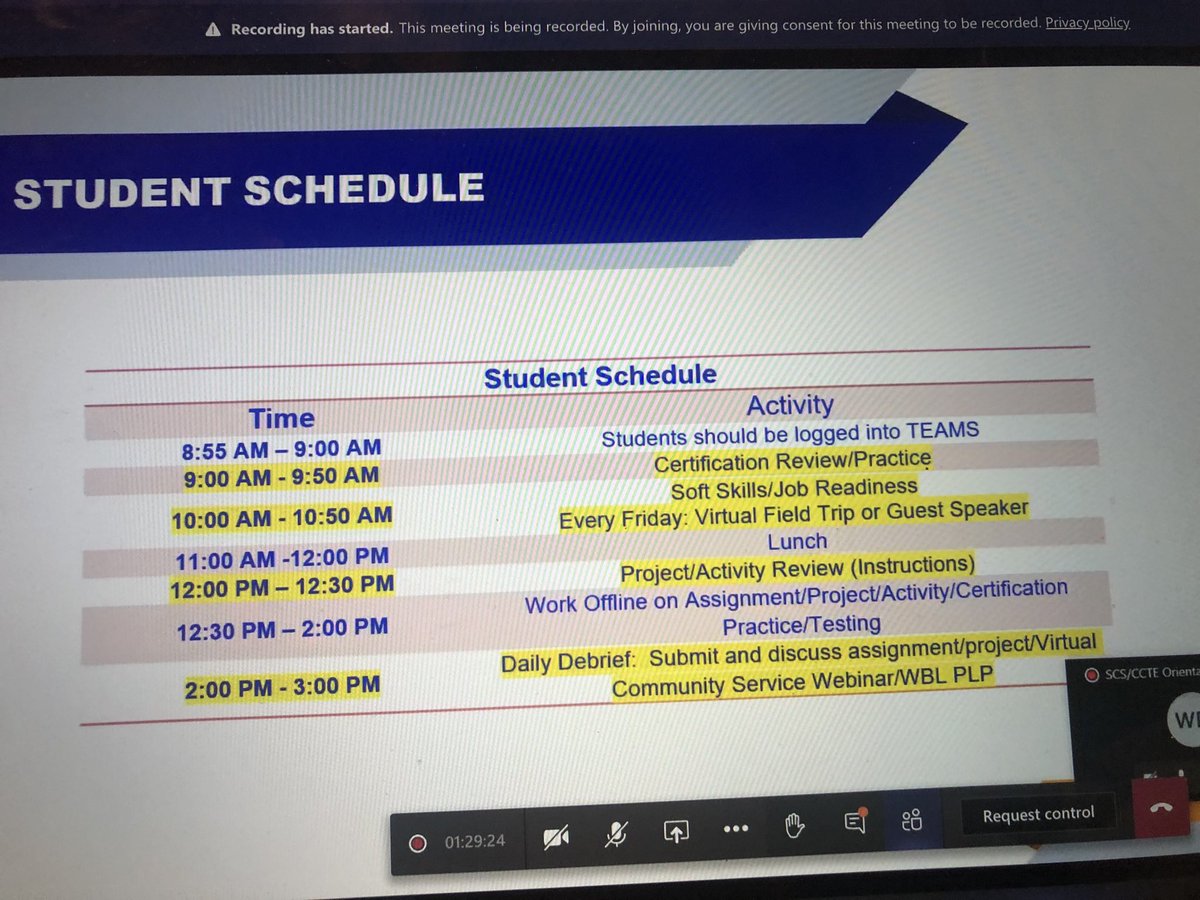 MSCS_CCTE's tweet image. Work Schedule for #MPLOY students..it’s the real/virtual thing!