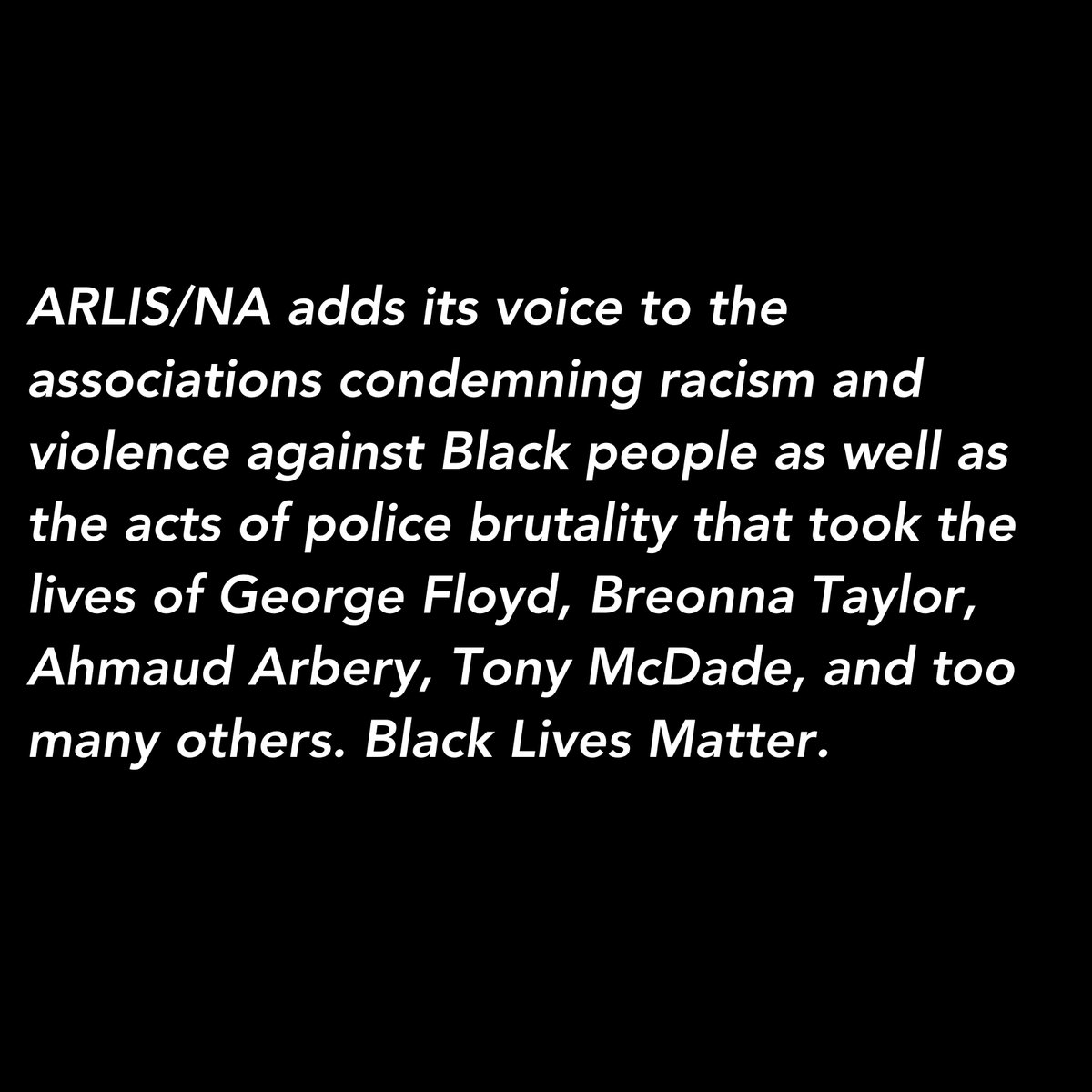 ARLIS_NA's tweet photo. #blacklivesmatter
Read the full statement: https://t.co/noSZc0hPwm https://t.co/uPf877NQLU