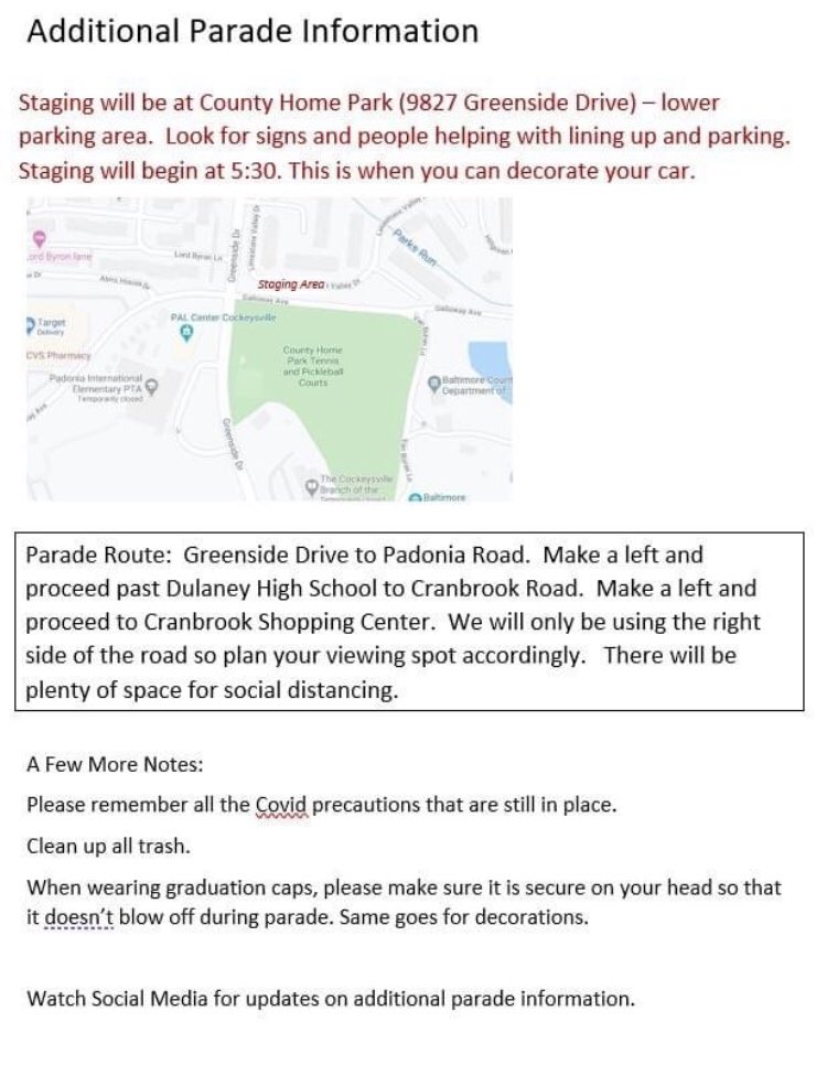 Thank you to the grad gala for helping our seniors celebrate from a distance! Swipe for more information regarding the parade on Thursday! Share this post and spread the word!! #dulaney2020 #dulaneytogether #dulaneystrong <a href="/DulaneyLibrary/">Dulaney HS Library</a> <a href="/DulaneyHigh/">Dulaney High School</a> <a href="/DulaneyPTSA/">Dulaney PTSA</a> <a href="/dulaneyscience/">dulaneyscience</a>
