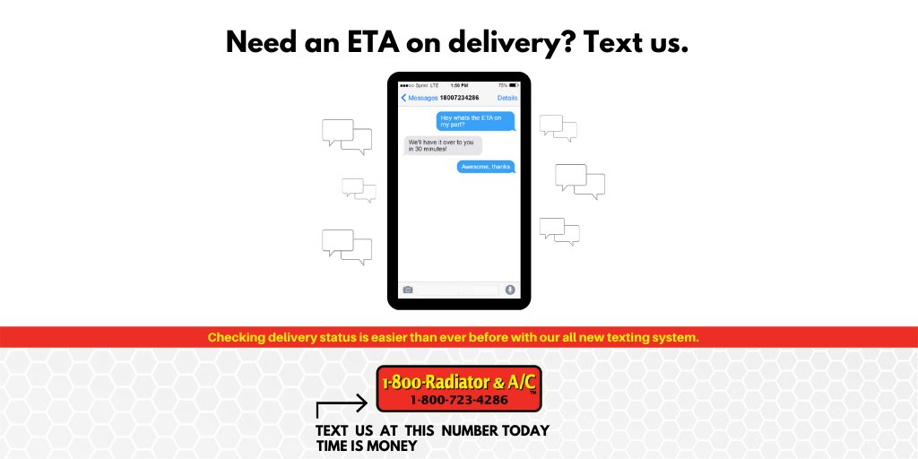 We're excited to introduce our new texting system that allows you to get a quote, check delivery status, make a return, and place an order! Try it out today 😎