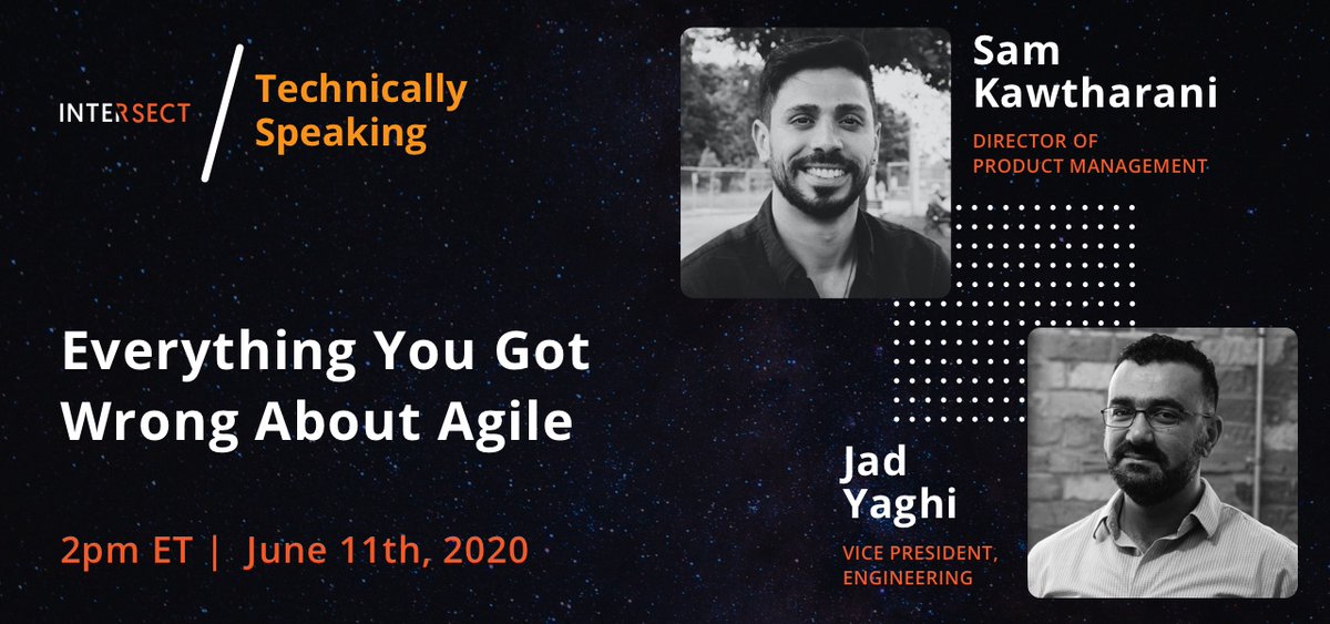 intersect_hq's tweet image. Agile is everywhere. Join us this Thursday at 2pmET as we dive into #agile manifesto, its 4 pillars, and the specific cases on how to adapt it to specific builds. 
Register now: 
hubs.ly/H0r9GBK0
#TechnicallySpeaking #weareintersect