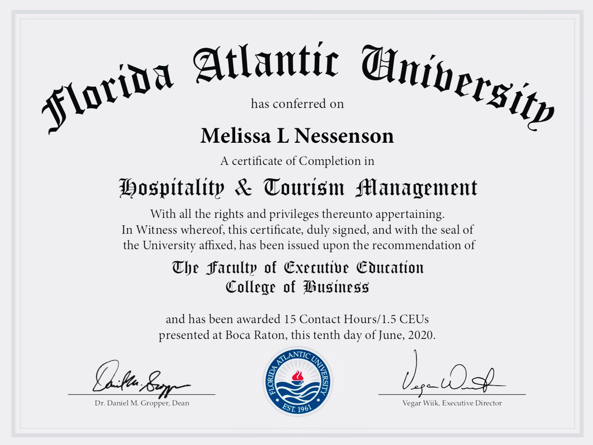 WindstarMelissa's tweet photo. Look who sharpened her skills.     #floridaatlanticuniversity #tourism #cruiseindustry #hospitality https://t.co/pvtHuIEonh