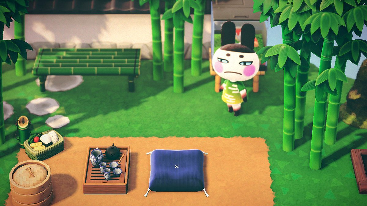 Sadie Cove is saying goodbye to Lily! I love her but I also want to meet as many new villagers as I can. And also Genji enjoying his backyard.  #ACNH