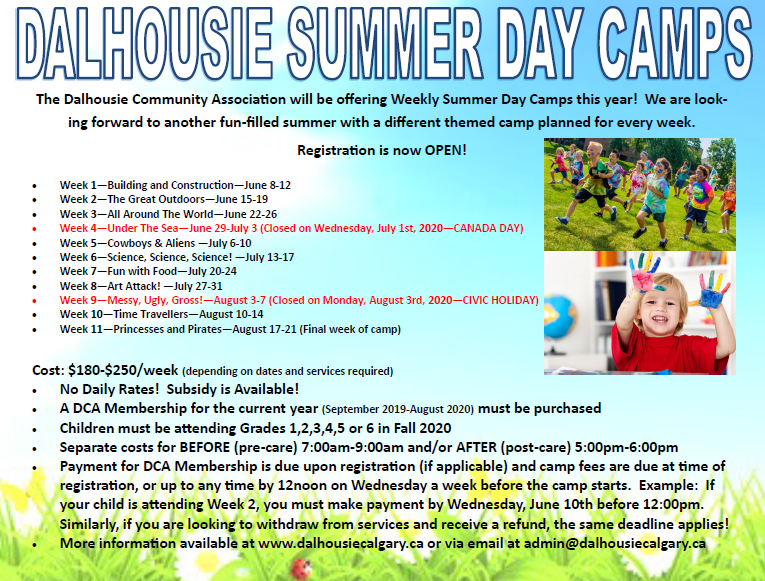 dcayyc's tweet photo. Dalhousie Summer Day Camps are OPEN! Please email admin@dalhousiecalgary.ca for more information about registration and the camps!
#yycsummercamps #yyc https://t.co/kRgvmHNhp8