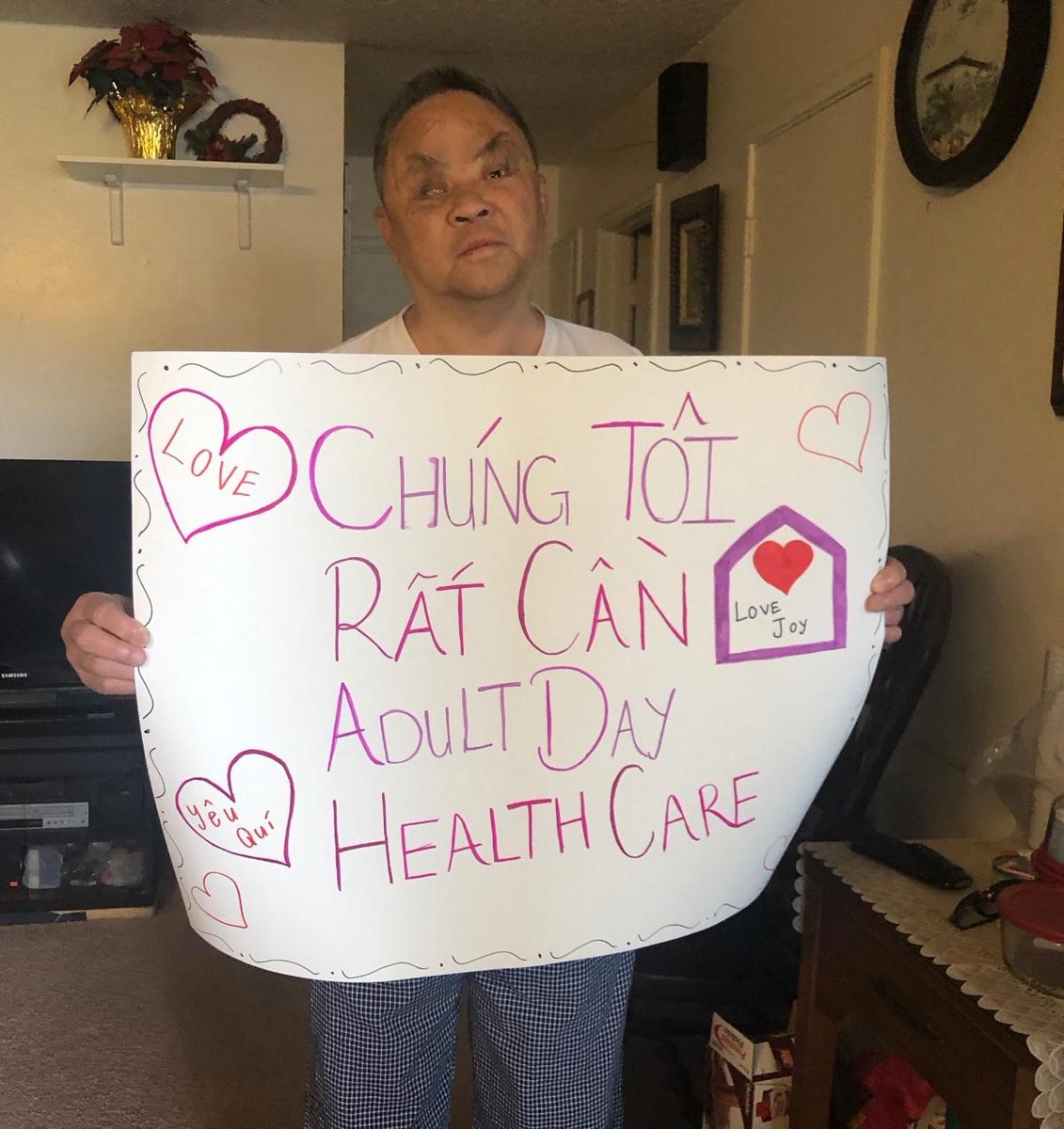 LOVEJOYADULTDA1's tweet photo. Mr Vu wants you to know : SAVE ADULT DAY HEALTH CARE CENTERS. @GavinNewsom @CAADSORG @PhilTing @Rendon63rd @SenToniAtkins @SenHJMitchell  @DrPanMD @KamalaHarris 
 #CareNotCuts #caleg #elderlylivesmatter https://t.co/VP049Gjm3K