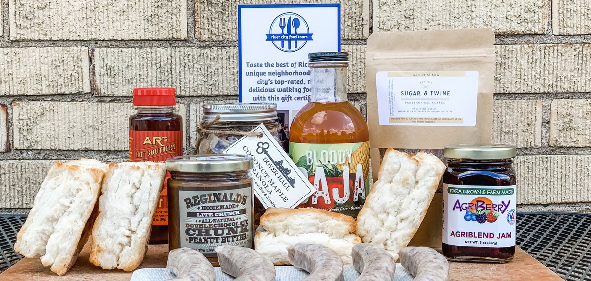 CreativeMktGrp's tweet photo. Richmond food tour group creates to-go boxes filled with local food products. @rvafoodtours is trying to keep the local food and restaurant community alive during this global pandemic. https://t.co/qAVIK0SvIu