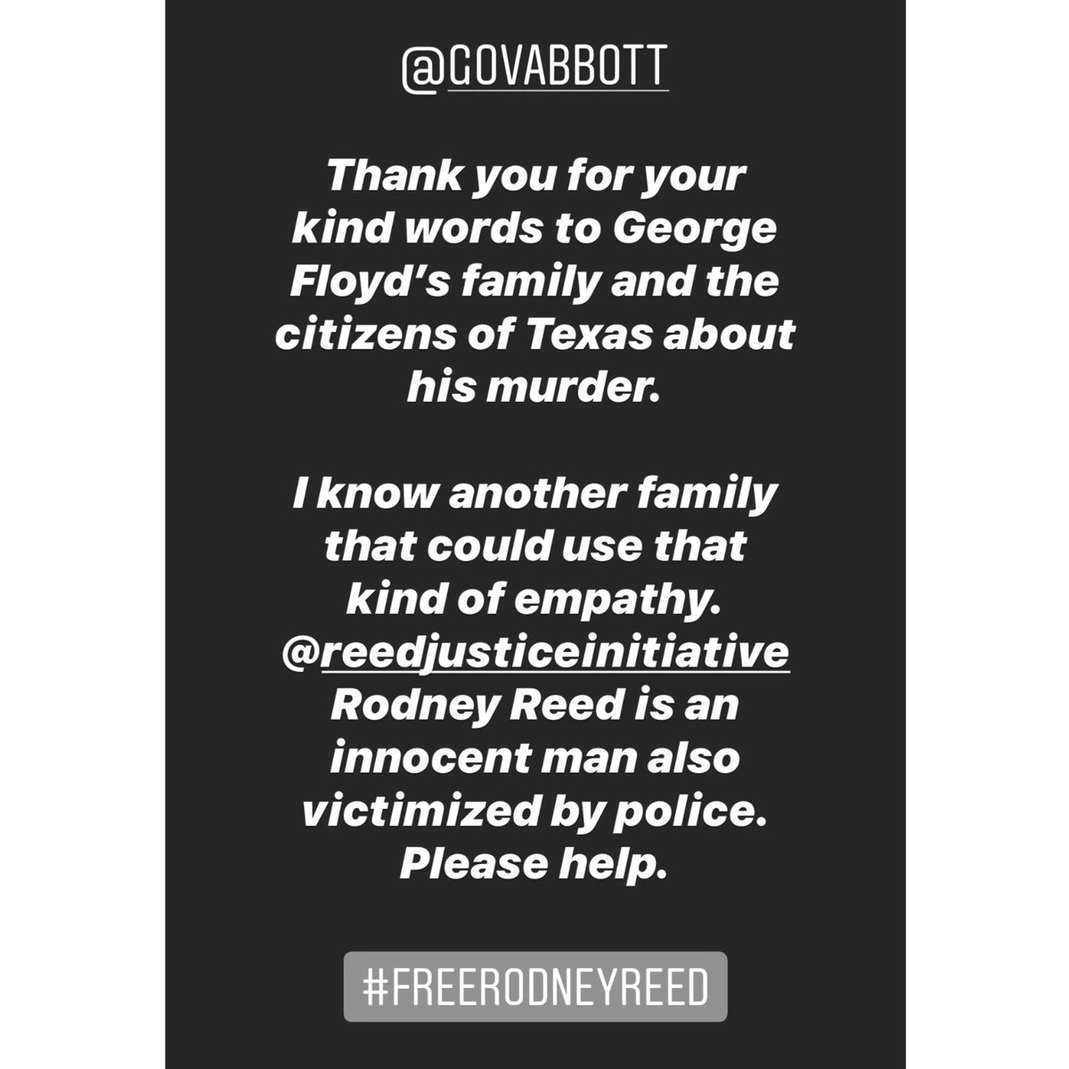 Lis5718's tweet photo. .@GovAbbott Please help Rodney Reed. End systematic racism in Texas. @InnocentReed @FreeRodneyReed @BringRodneyHome #FreeRodneyReed #BringRodneyHome https://t.co/N7mZF5TRuI