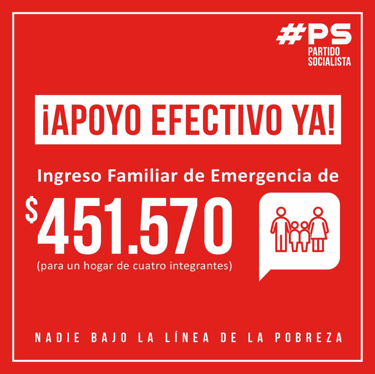 Las chilenas y chilenos no pueden seguir esperando. Se necesita un Ingreso Familiar de Emergencia para todos los hogares que lo requieran. Esta es una de nuestras propuestas👇 #apoyoefectivoya